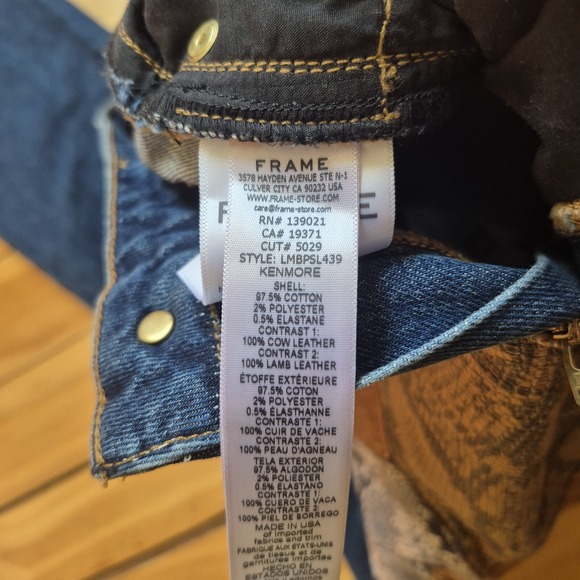 Frame Denim Blue Jeans with Leather and Snake Print Accents - Picture 8 of 16